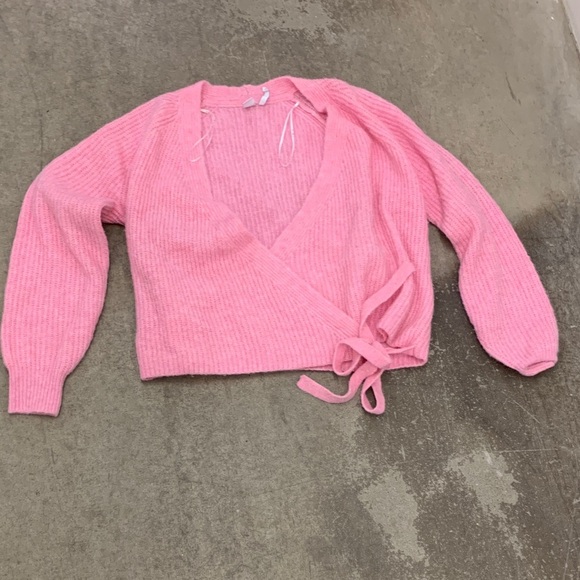 Twik Soft Pink wool blend wrap Knit Cardigan ballet ballerina ballet core - Picture 1 of 4